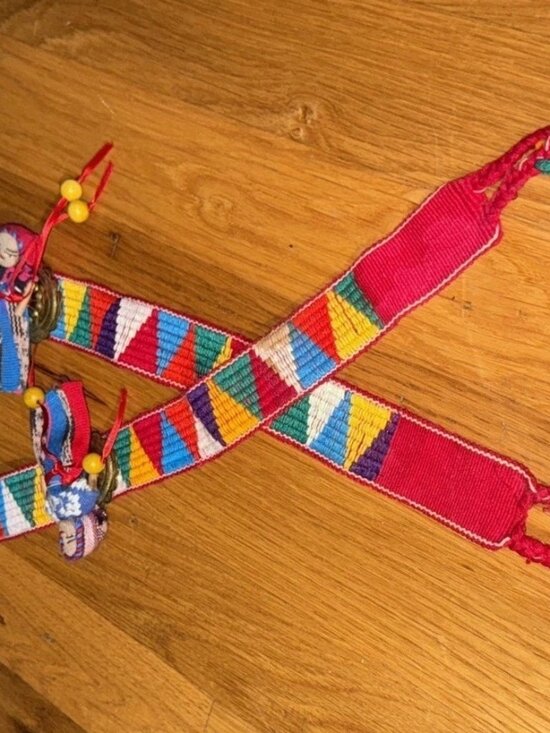 Accessories - Vtg Concho Belt Woven Tapestry Doll Southwest Boho Art to Wear 41"